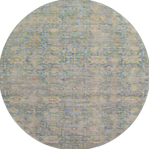 HomeRoots 8' Coral and Copper Oriental Round Rug - Washable, Stain-Resistant, UV-Protected for Busy Homes 700976