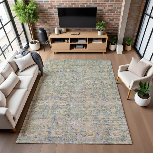 HomeRoots 10' X 14' Coral and Copper Oriental Area Rug - Durable, Stain-Resistant, UV Protected for Kids & Pets 700979