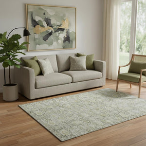 HomeRoots 5' X 8' Pewter and Gold Oriental Washable Area Rug - Stylish, Durable & UV-Protected for Any Room 700981