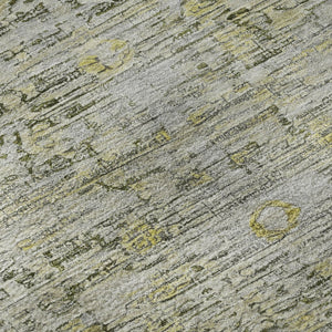 HomeRoots 8' Pewter and Gold Oriental Round Rug – Washable, UV-Protected, Durable & Ideal for Family Spaces 700982