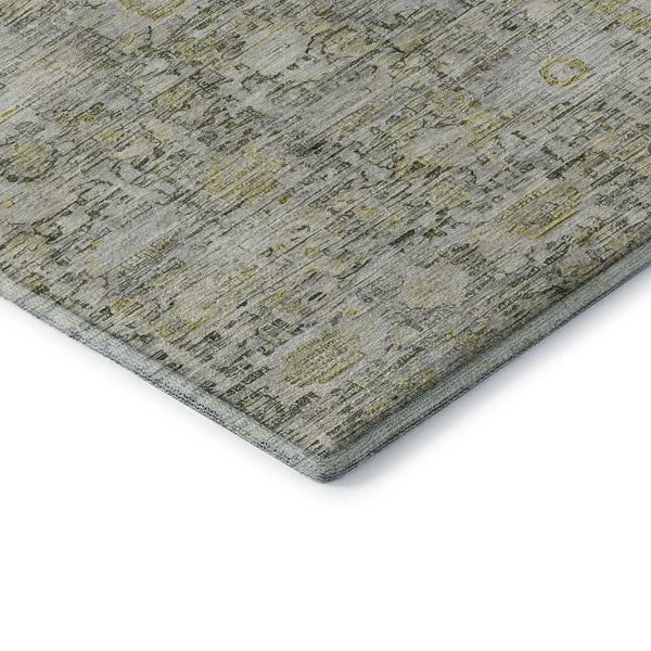 HomeRoots 8' X 10' Elegant Pewter and Gold Oriental Washable Area Rug with Stain Resistance & UV Shield 700983