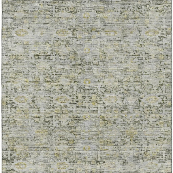 HomeRoots 8' X 10' Elegant Pewter and Gold Oriental Washable Area Rug with Stain Resistance & UV Shield 700983
