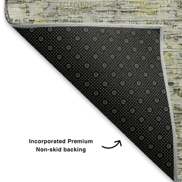 HomeRoots 9' X 12' Elegant Pewter & Gold Oriental Area Rug with UV Protection - Stain-Resistant & Durable Design 700984
