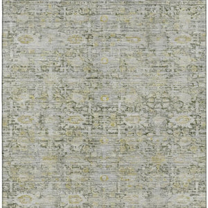 HomeRoots 9' X 12' Elegant Pewter & Gold Oriental Area Rug with UV Protection - Stain-Resistant & Durable Design 700984