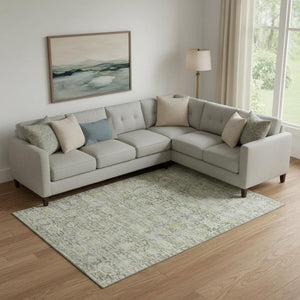 HomeRoots 10' X 14' Elegant Pewter and Gold Oriental Area Rug - Washable, UV Protected, Durable for Family Life 700985