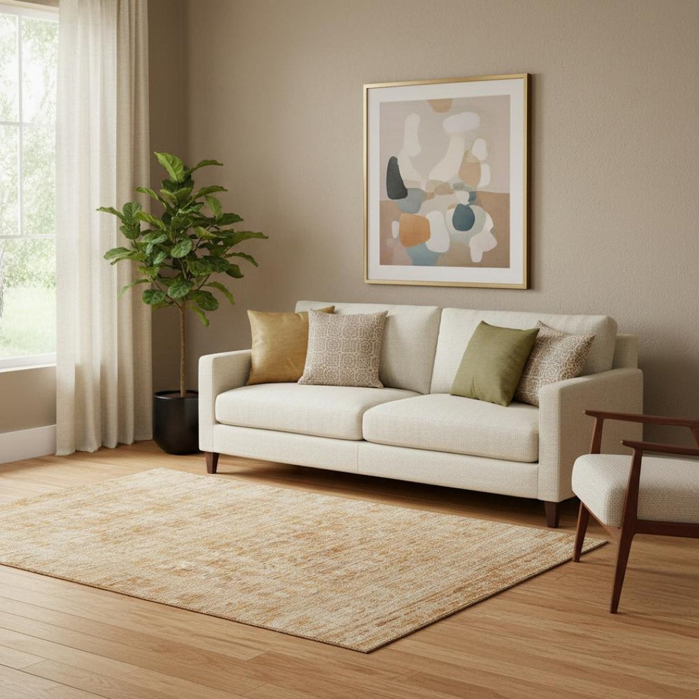 HomeRoots 5' Coral & Peach Oriental Area Rug - Washable, UV Protected, Stain-Resistant for Busy Homes 700987