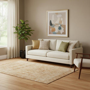 HomeRoots 5' Coral & Peach Oriental Area Rug - Washable, UV Protected, Stain-Resistant for Busy Homes 700987