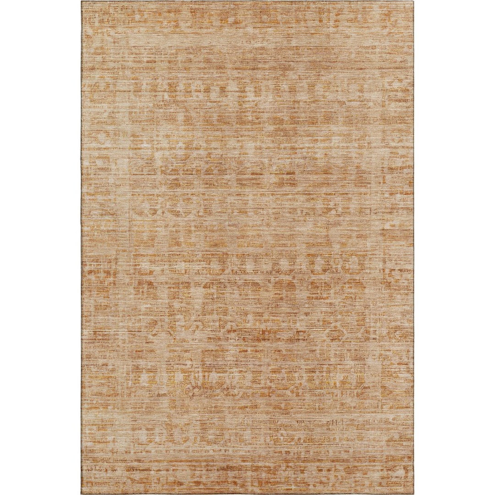 HomeRoots 5' Coral & Peach Oriental Area Rug - Washable, UV Protected, Stain-Resistant for Busy Homes 700987