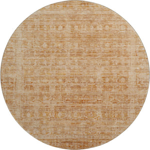 HomeRoots 8' Coral and Peach Oriental Round Rug - UV Protected, Stain-Resistant, Stylish & Easy Care Design 700988