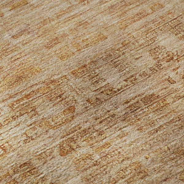 HomeRoots 8' Coral and Peach Oriental Round Rug - UV Protected, Stain-Resistant, Stylish & Easy Care Design 700988
