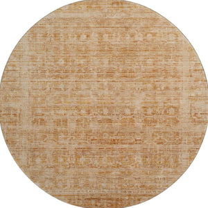 HomeRoots 8' Coral and Peach Oriental Round Rug - UV Protected, Stain-Resistant, Stylish & Easy Care Design 700988