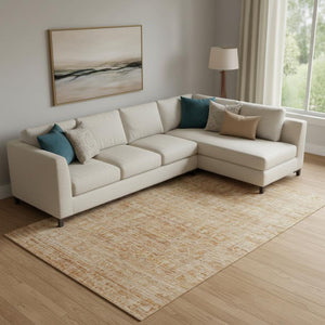 HomeRoots 9' X 12' Coral & Peach Oriental Washable Area Rug - UV Protected, Soft, Stain Resistant, Non-Slip Design 700990