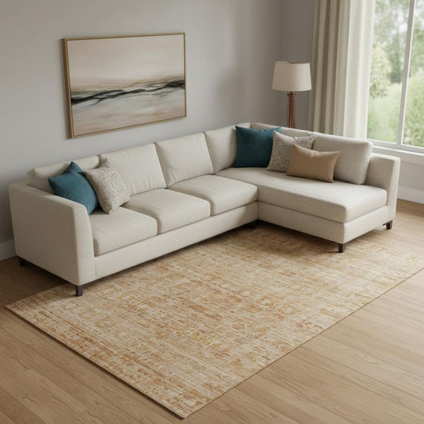 HomeRoots 9' X 12' Coral & Peach Oriental Washable Area Rug - UV Protected, Soft, Stain Resistant, Non-Slip Design 700990