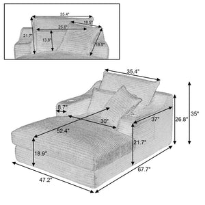 English Elm 47.24 Inch Cotton Upholstered Lounge Sofa with S-curve Arms and Deep Cushioned Seat W3396P410208