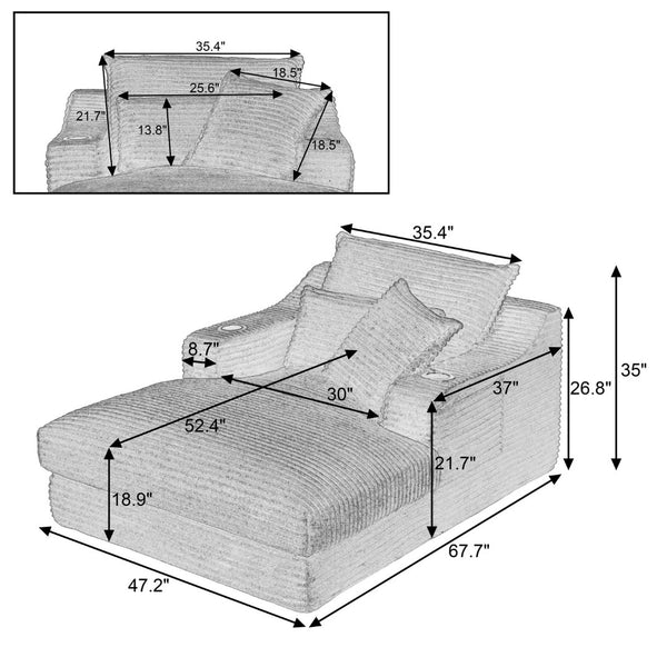 English Elm 47.24 Inch Cotton Upholstered Lounge Sofa with S-curve Arms and Deep Cushioned Seat W3396P410208