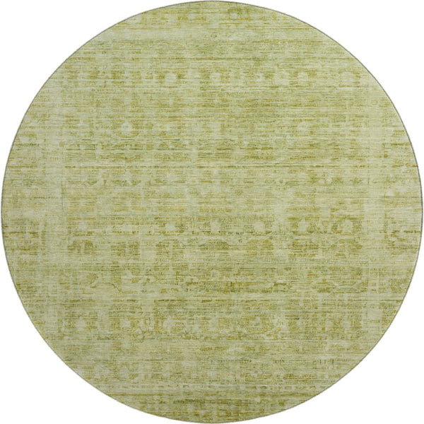 HomeRoots 8' Sage and Mint Green Oriental Round Rug - Washable, UV-Protected, Non-Slip for Any Room Decor 700994