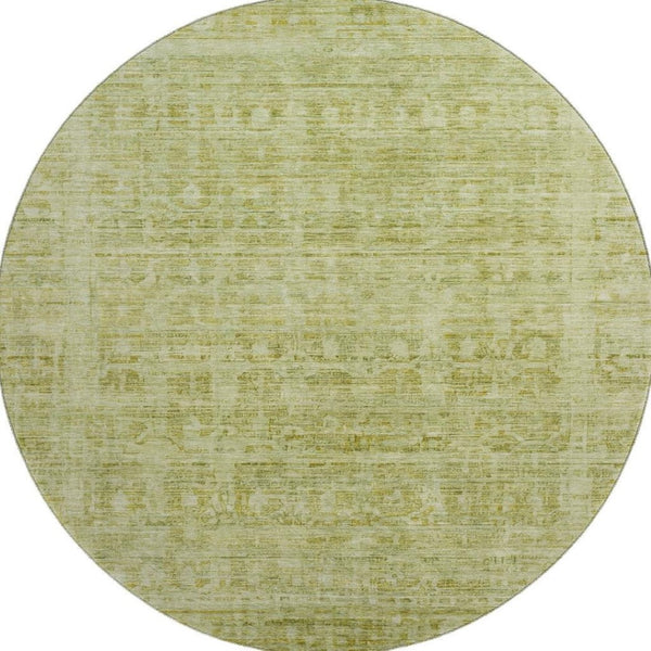 HomeRoots 8' Sage and Mint Green Oriental Round Rug - Washable, UV-Protected, Non-Slip for Any Room Decor 700994