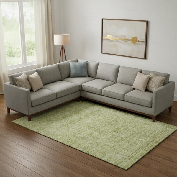 HomeRoots 9' X 12' Sage and Mint Green Oriental Washable Area Rug - Durable, UV Protected, Perfect for Homes! 700996