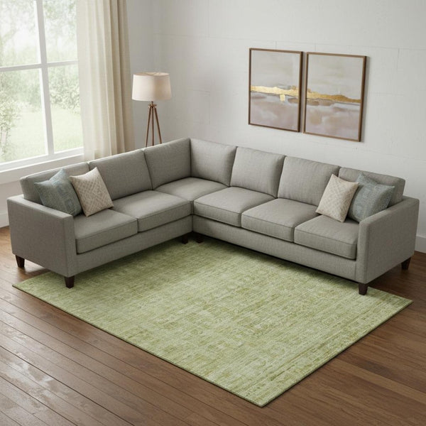 HomeRoots 10' X 14' Sage & Mint Green Oriental Area Rug - Washable, UV Protected, Stylish Durability for Homes 700997