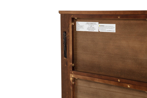 English Elm Queen Farmhouse Pinewood Storage Bed with Led Lighting Usb Charging and Panel Headboard Walnut W504P391016