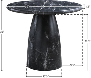 Meridian Furniture Cosenza Concrete Dining Table with Art Deco Style and Marble Finish for Indoor Outdoor Use Black 36 inches 700Black-T