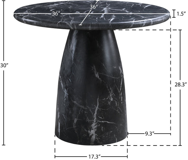 Meridian Furniture Cosenza Concrete Dining Table with Art Deco Style and Marble Finish for Indoor Outdoor Use Black 36 inches 700Black-T