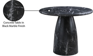 Meridian Furniture Cosenza Concrete Dining Table with Art Deco Style and Marble Finish for Indoor Outdoor Use Black 36 inches 700Black-T
