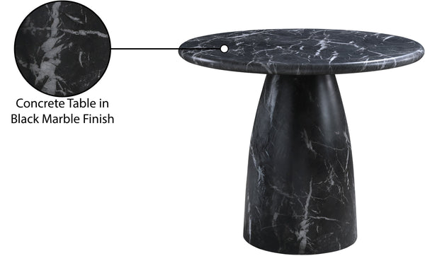 Meridian Furniture Cosenza Concrete Dining Table with Art Deco Style and Marble Finish for Indoor Outdoor Use Black 36 inches 700Black-T