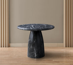 Meridian Furniture Cosenza Concrete Dining Table with Art Deco Style and Marble Finish for Indoor Outdoor Use Black 36 inches 700Black-T