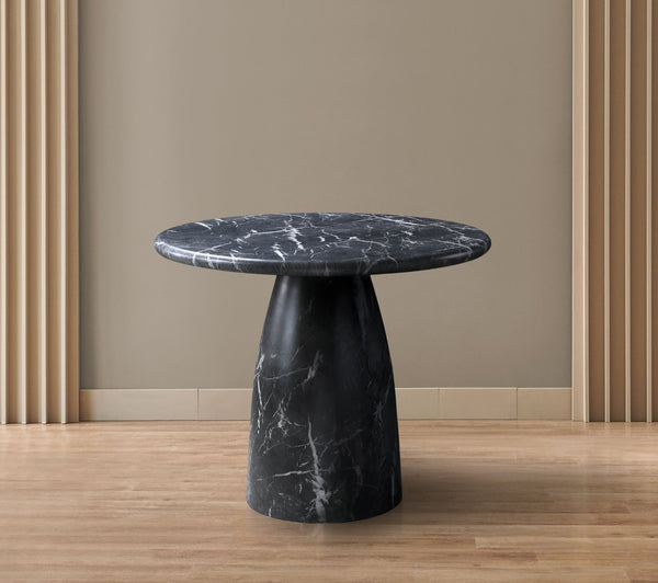 Meridian Furniture Cosenza Concrete Dining Table with Art Deco Style and Marble Finish for Indoor Outdoor Use Black 36 inches 700Black-T
