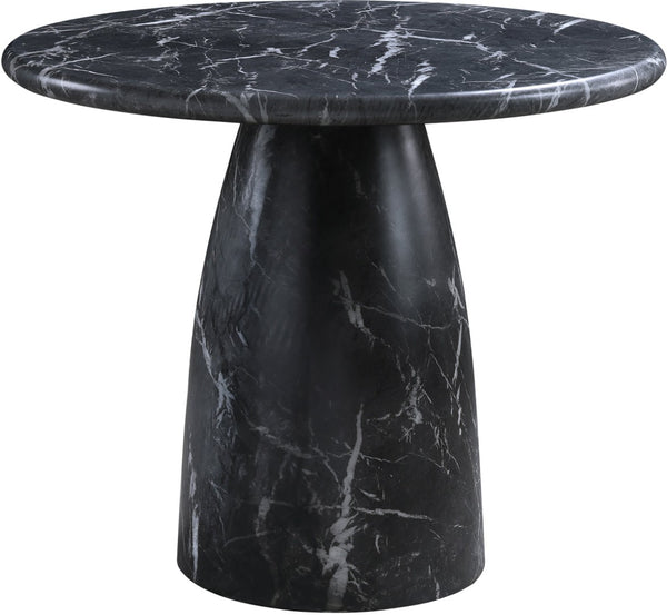 Meridian Furniture Cosenza Concrete Dining Table with Art Deco Style and Marble Finish for Indoor Outdoor Use Black 36 inches 700Black-T