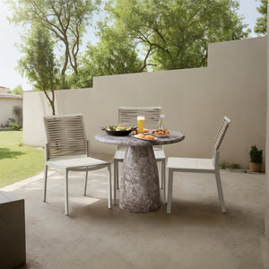 Meridian Furniture Cosenza Concrete Dining Table with Art Deco Style and Marble Finish for Indoor Outdoor Use Brown 36 inches 700Brown-T