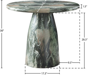 Meridian Furniture Cosenza Concrete Dining Table with Art Deco Style and Marble Finish for Indoor Outdoor Use Green 36 inches 700Green-T