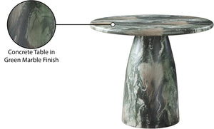 Meridian Furniture Cosenza Concrete Dining Table with Art Deco Style and Marble Finish for Indoor Outdoor Use Green 36 inches 700Green-T