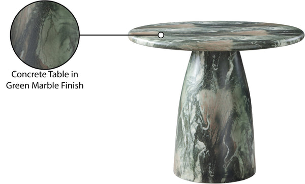 Meridian Furniture Cosenza Concrete Dining Table with Art Deco Style and Marble Finish for Indoor Outdoor Use Green 36 inches 700Green-T