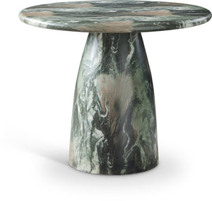 Meridian Furniture Cosenza Concrete Dining Table with Art Deco Style and Marble Finish for Indoor Outdoor Use Green 36 inches 700Green-T