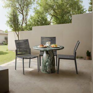 Meridian Furniture Cosenza Concrete Dining Table with Art Deco Style and Marble Finish for Indoor Outdoor Use Green 36 inches 700Green-T