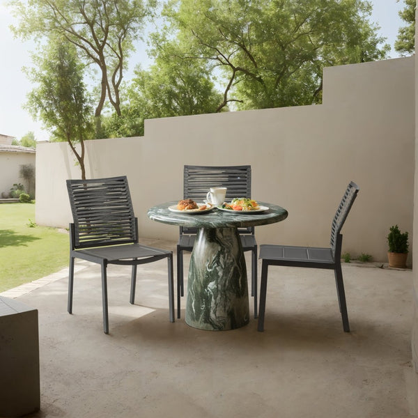 Meridian Furniture Cosenza Concrete Dining Table with Art Deco Style and Marble Finish for Indoor Outdoor Use Green 36 inches 700Green-T