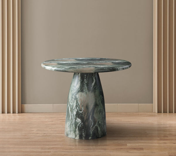 Meridian Furniture Cosenza Concrete Dining Table with Art Deco Style and Marble Finish for Indoor Outdoor Use Green 36 inches 700Green-T