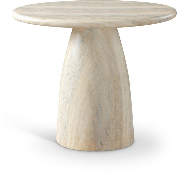 Meridian Furniture Cosenza Concrete Dining Table with Art Deco Style and Marble Finish for Indoor Outdoor Use Natural 36 inches 700Travertine-T