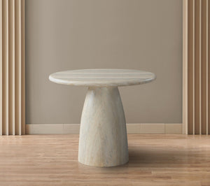 Meridian Furniture Cosenza Concrete Dining Table with Art Deco Style and Marble Finish for Indoor Outdoor Use Natural 36 inches 700Travertine-T