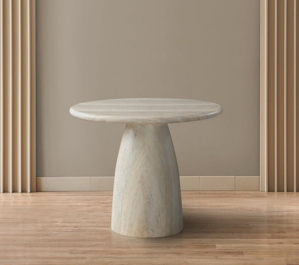Meridian Furniture Cosenza Concrete Dining Table with Art Deco Style and Marble Finish for Indoor Outdoor Use Natural 36 inches 700Travertine-T