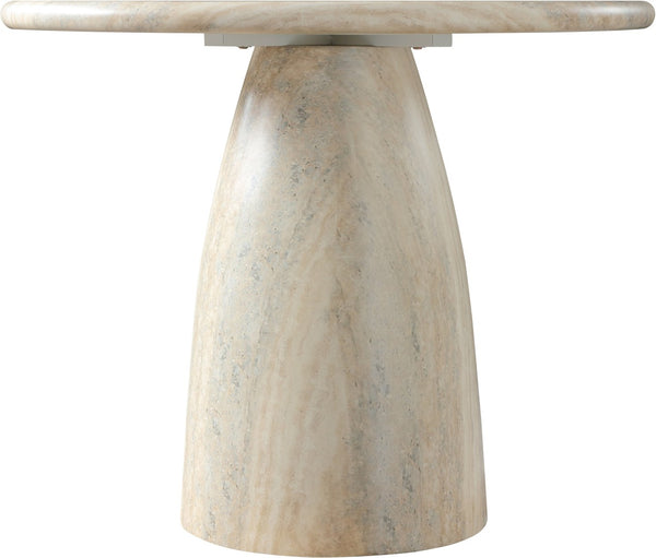 Meridian Furniture Cosenza Concrete Dining Table with Art Deco Style and Marble Finish for Indoor Outdoor Use Natural 36 inches 700Travertine-T