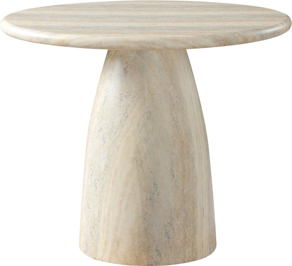 Meridian Furniture Cosenza Concrete Dining Table with Art Deco Style and Marble Finish for Indoor Outdoor Use Natural 36 inches 700Travertine-T