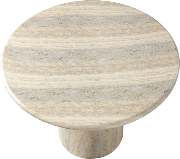 Meridian Furniture Cosenza Concrete Dining Table with Art Deco Style and Marble Finish for Indoor Outdoor Use Natural 36 inches 700Travertine-T