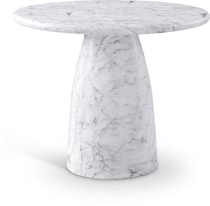 Meridian Furniture Cosenza Concrete Dining Table with Art Deco Style and Marble Finish for Indoor Outdoor Use White 36 inches 700White-T