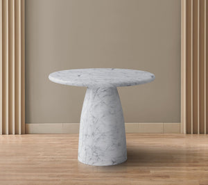 Meridian Furniture Cosenza Concrete Dining Table with Art Deco Style and Marble Finish for Indoor Outdoor Use White 36 inches 700White-T