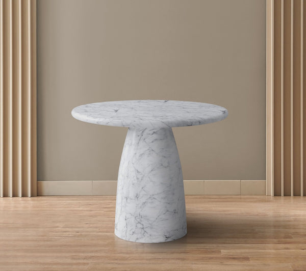Meridian Furniture Cosenza Concrete Dining Table with Art Deco Style and Marble Finish for Indoor Outdoor Use White 36 inches 700White-T
