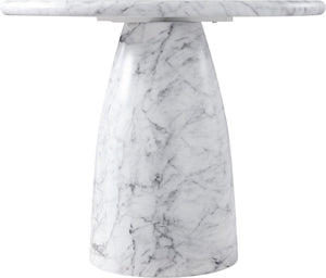 Meridian Furniture Cosenza Concrete Dining Table with Art Deco Style and Marble Finish for Indoor Outdoor Use White 36 inches 700White-T