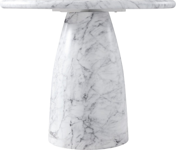 Meridian Furniture Cosenza Concrete Dining Table with Art Deco Style and Marble Finish for Indoor Outdoor Use White 36 inches 700White-T